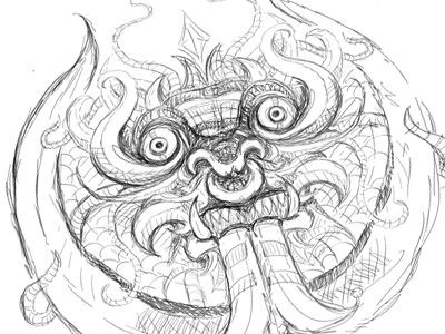 400x300 Dragon Face Illustrator Sketch By Miguel Cardona - Sketch On Illustrator