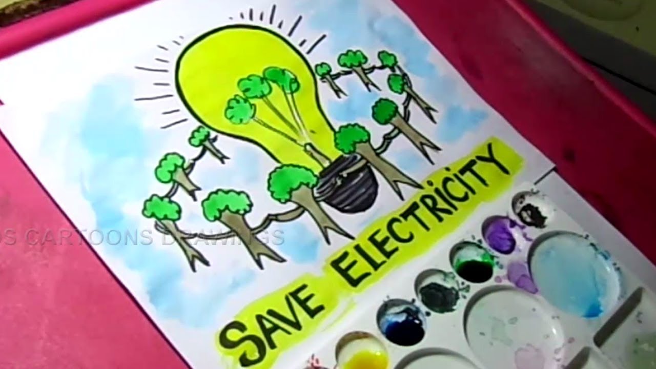 1280x720 How To Draw Save Electricity Save Energy Poster Drawing For Kids - Sketch On Save Electricity