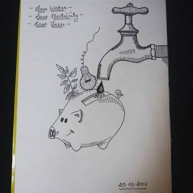 384x384 Any One Plz Give Me A Picture On The Topic Save Energy Or Save - Sketch On Save Electricity