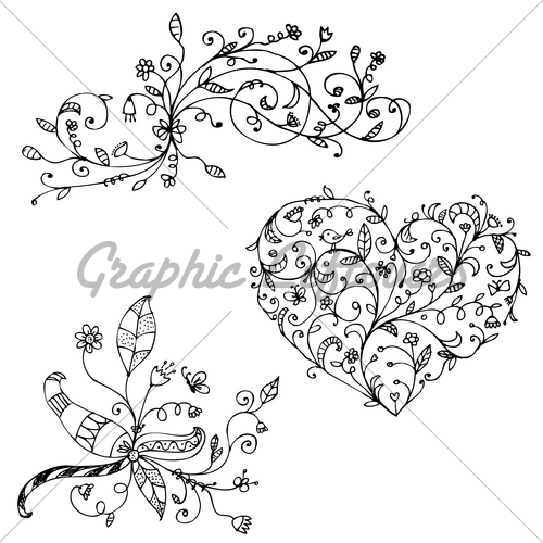 500x500 Floral Ornament Sketch, Silhouette For Your Design Gl Stock Images - Sketch Ornament