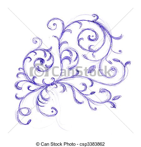 450x470 Floral Ornament Sketch For Your Design . - Sketch Ornament