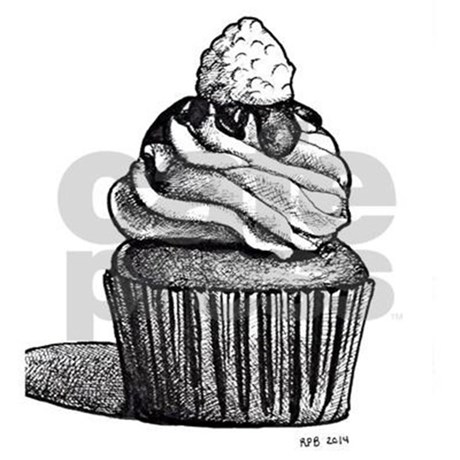 460x460 Shaded Cupcake Ink Sketch Ornament (Round) By Almamaters - Sketch Ornament