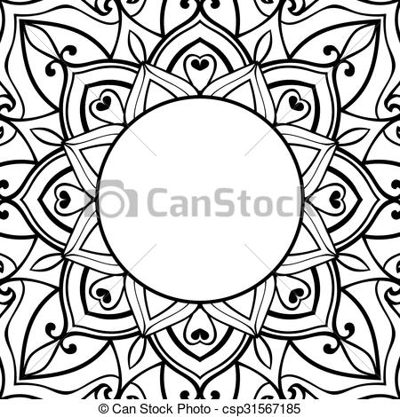 450x470 Sketch For Ornamental Frame. Oriental, Black White Frame - Sketch Ornament