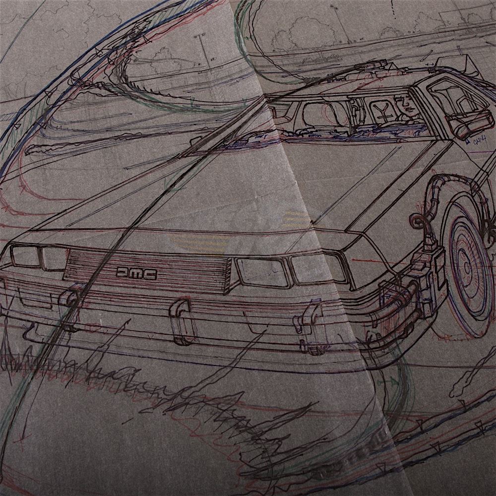 1000x1000 Back To The Future - Sketch Overlay