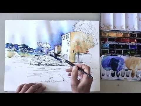 480x360 How To Draw A Landscape Step By Step And Color The Sketch With - Sketch Painting Techniques