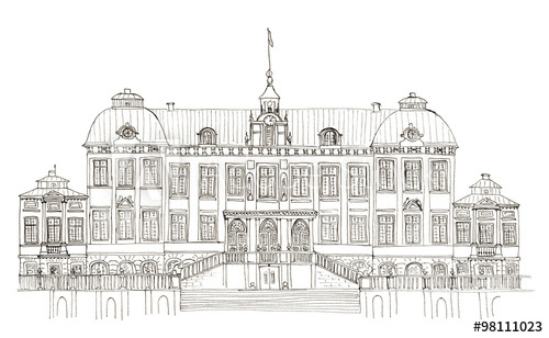 500x308 Sketch Sweden Drottningholm Palace Isolated On White - Sketch Palace