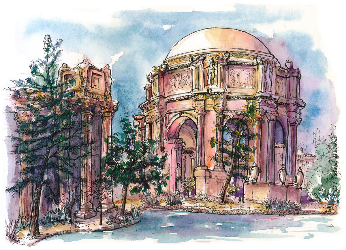 1200x867 Urban Sketchers S.f. Bay Area The Palace Of Fine Arts - Sketch Palace