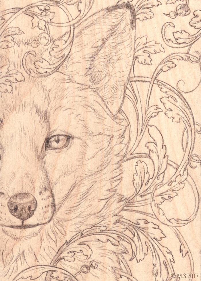 700x980 Fox On Wood Panel Sketch By Melo666 - Sketch Panel