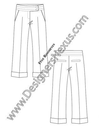 316x409 Free Downloads Illustrator Pants Flat Sketches - Sketch Pants