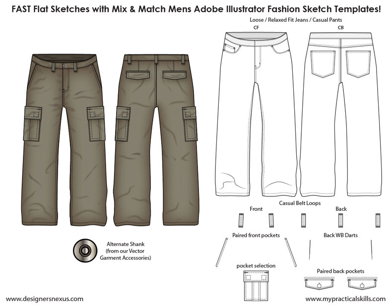 790x615 Mens Flat Fashion Sketch Templates - Sketch Pants
