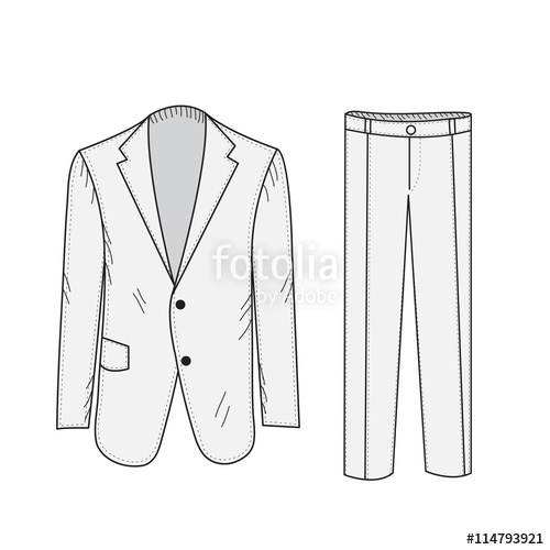 500x500 Suit Business Sketch, Office Suit In The Style Of Hand Drawing - Sketch Pants