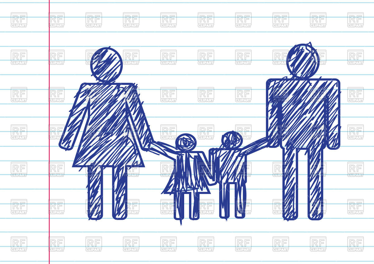 1200x848 Pictograms Of Family On Sheet Paper Background (Sketch Style - Sketch Paper Background