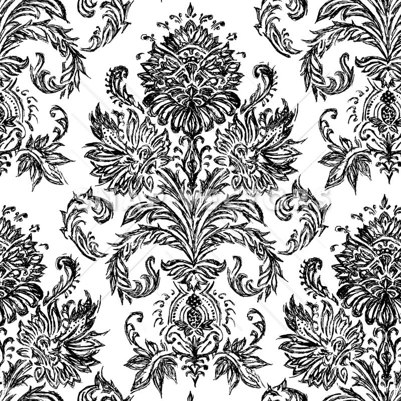 800x800 Vector Hand Drawn Sketch Damask Pattern - Sketch Pattern