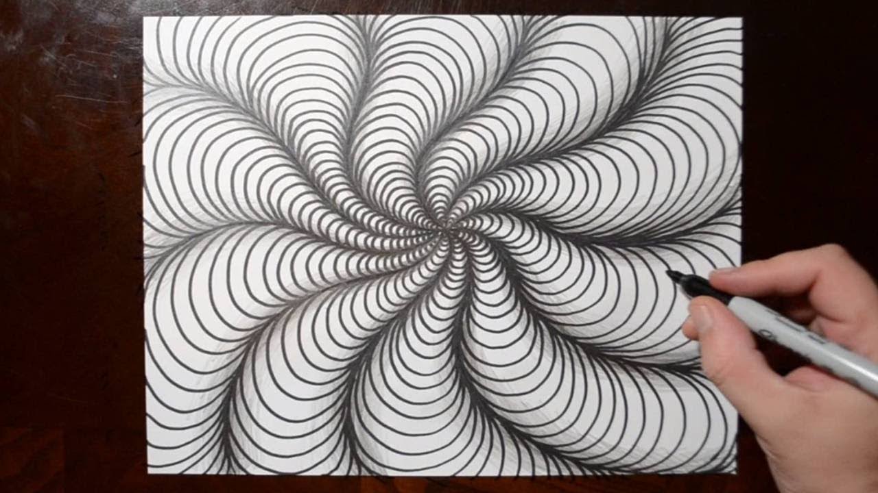 1280x720 How To Draw Curved Line Illusions - Sketch Pattern