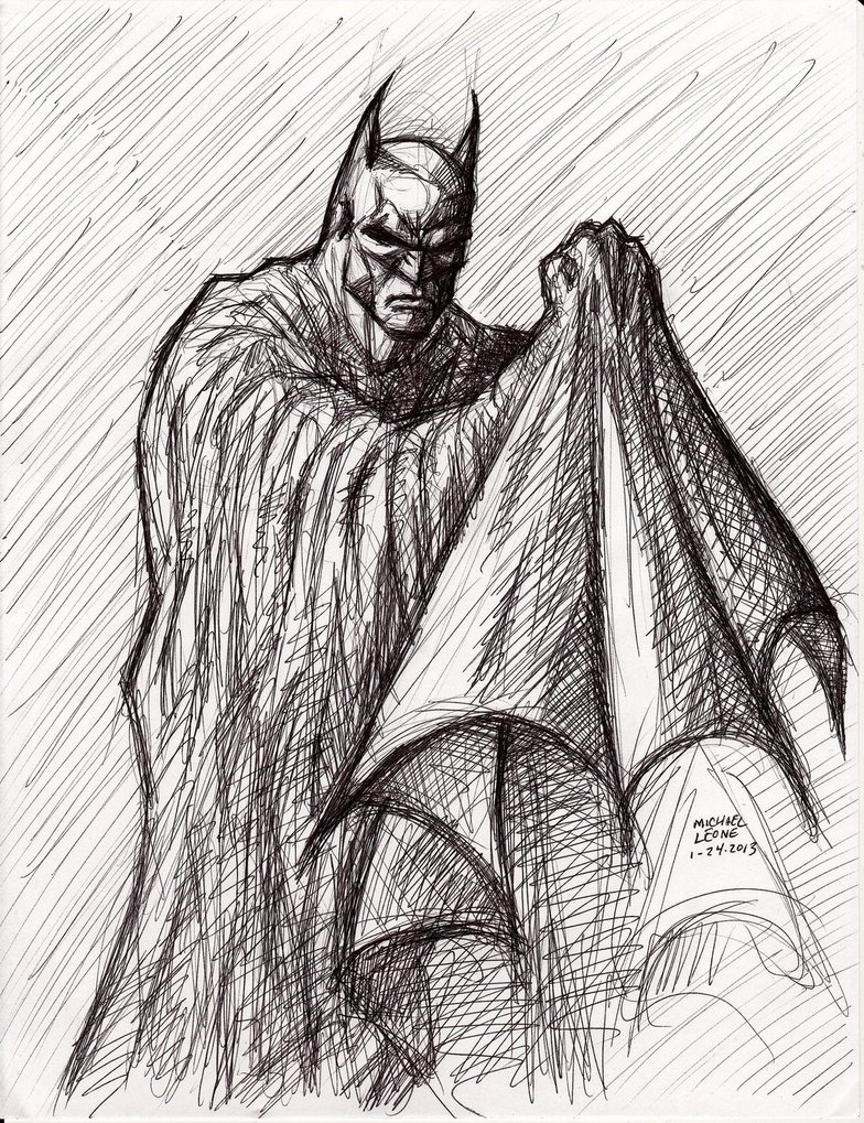 784x1019 Batman Pen Sketch 1 24 2013 By Myconius - Sketch Pen Art