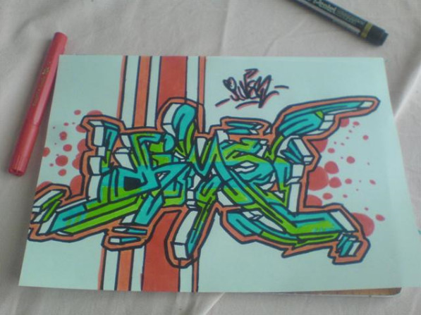 597x447 Drawing Graffiti Sketch Pen By. Graffiti Alphabet Crazy - Sketch Pen Drawing