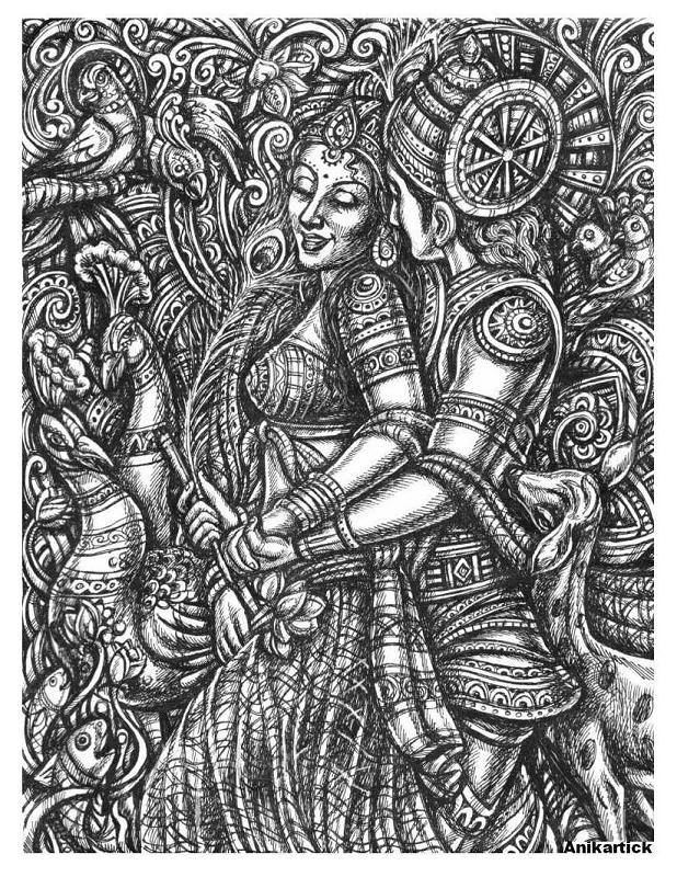 618x800 Lord Radha Krishna Art Lord Radha Krishna Drawing Lord Radha - Sketch Pen Drawing