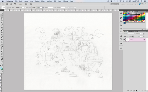 600x375 Draw A Geometric Map With The Pen Tool Photoshop Creative - Sketch Pen Tool