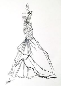 215x300 Artist Original Fashion Illustration Sketch Pencil Drawing Wedding - Sketch Pencil Sketch