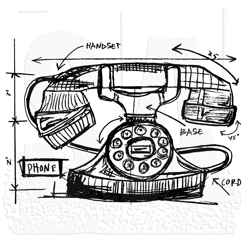 800x800 Tim Holtz Wood Mounted Stamp - Sketch Phone
