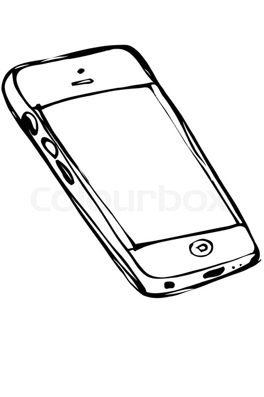 533x800 Black And White Vector Sketch Of Touchscreen Mobile Phone Stock - Sketch Phone Case