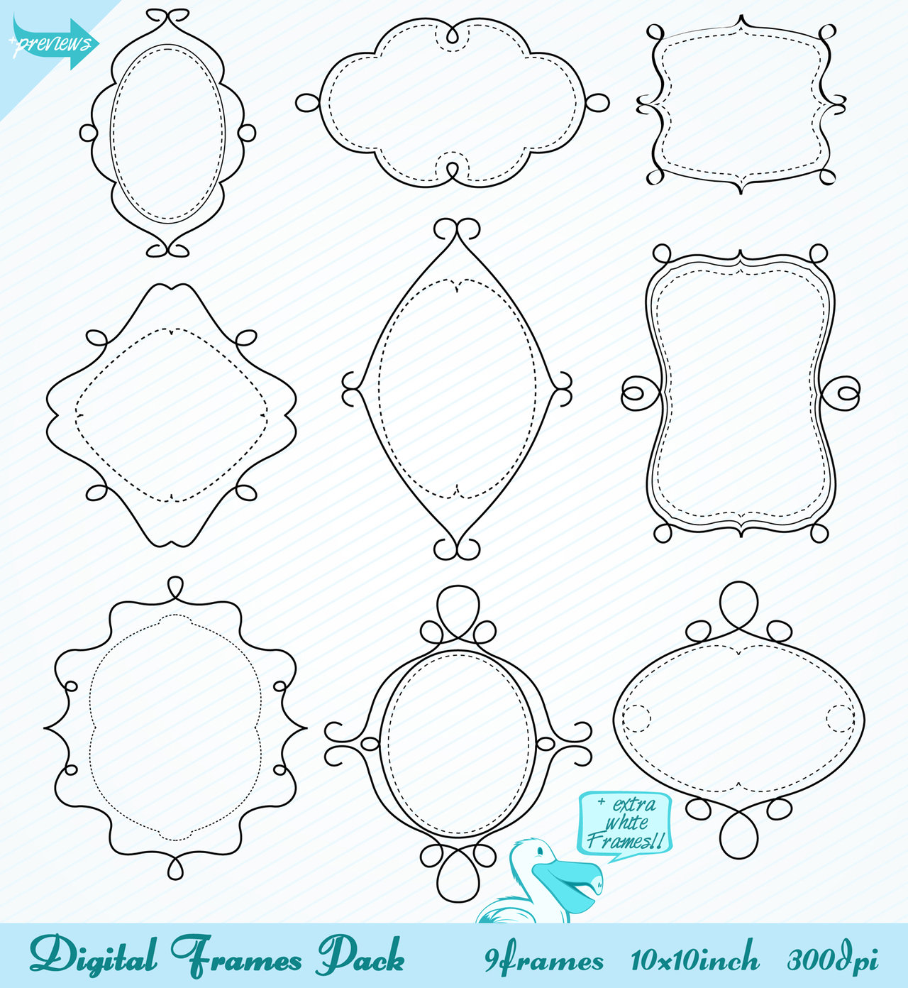 1280x1392 Doodle Sketch Frames Pack By Picturesofpelicans - Sketch Photo Frame