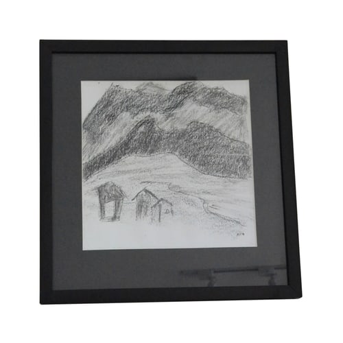 500x500 Buy Pencil Sketch Wall Painting With Black Wooden Frame Online - Sketch Photo Frame