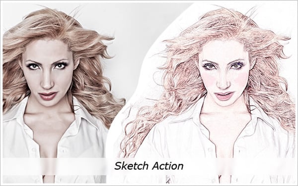 600x376 Free Photoshop Actions Sketch And Painting Effects Set - Sketch Photoshop Action