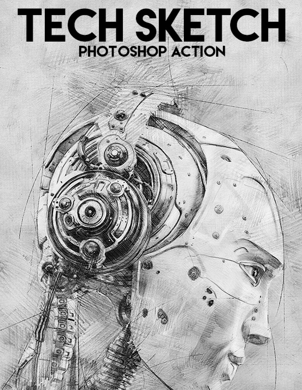 1160x1500 Tech Sketch - Sketch Photoshop Action
