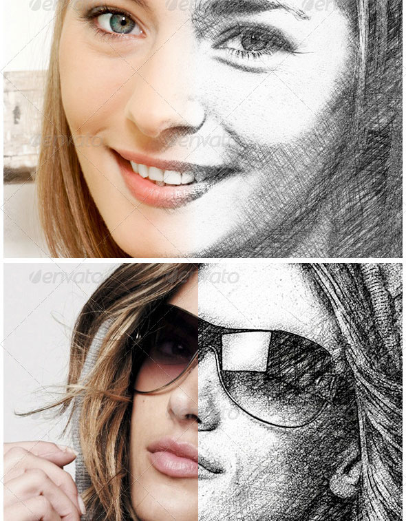 590x757 20 Cool Photoshop Sketch Actions - Sketch Photoshop Action