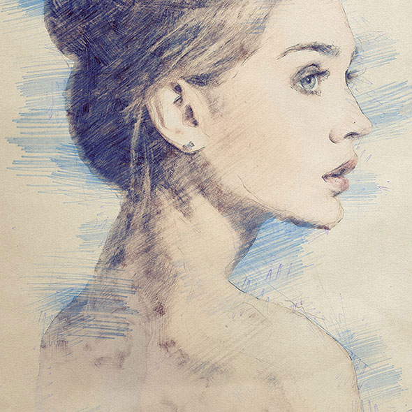 590x590 20 Photoshop Actions To Turn Image Into Artistic Illustration - Sketch Photoshop Action