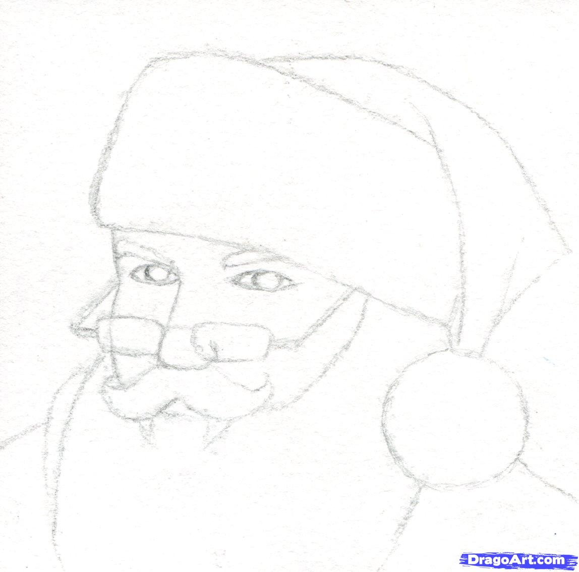 1148x1134 Drawn Santa Realistic - Sketch Picture Of Santa Claus
