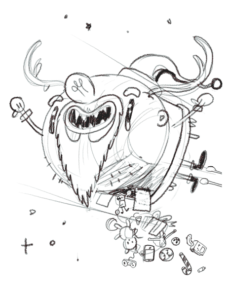 464x600 Art Christmas Illustration Gif On Gifer - Sketch Picture Of Santa Claus