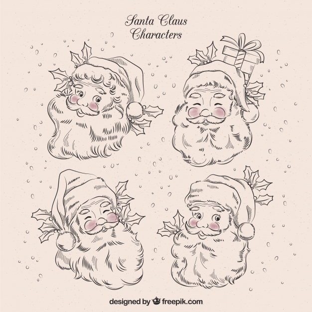 626x626 Characters Sketches Of Santa Claus Vector Free Download - Sketch Picture Of Santa Claus