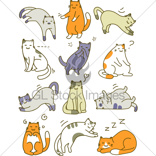 500x500 Sketch Cats Pose Gl Stock Images - Sketch Pictures Of Cats