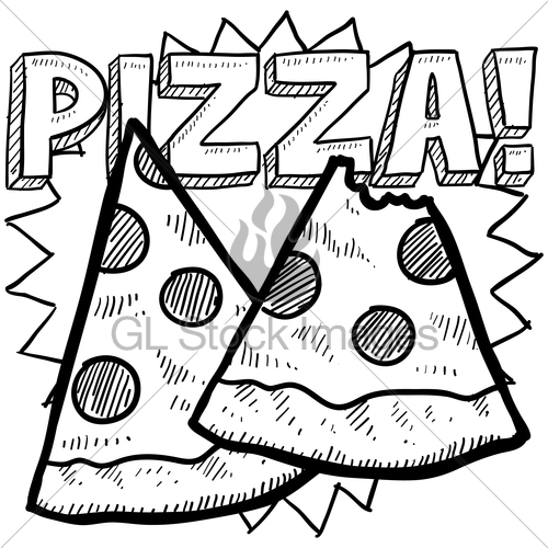 500x500 Pizza Slice Sketch Gl Stock Images - Sketch Pizza
