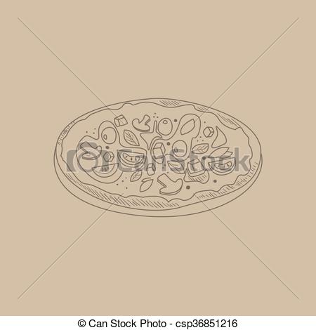 450x470 Pizza Hand Drawn Sketch. Pizza Hand Drawn Cool Monochrome Vector - Sketch Pizza