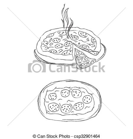 450x470 Pizza Sketch. Pizza, Sketch, Vector, Illustration . - Sketch Pizza