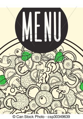 329x470 Design Menu Background Doodle Of Pizza With Ingredients. Sketch - Sketch Pizza