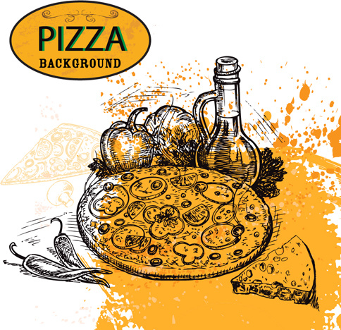 484x468 Hand Drawn Pizza Sketch Background Vector Free Vector In - Sketch Pizza