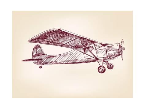 473x355 Plane Hand Drawn Vector Llustration Realistic Sketch Prints By - Sketch Plane
