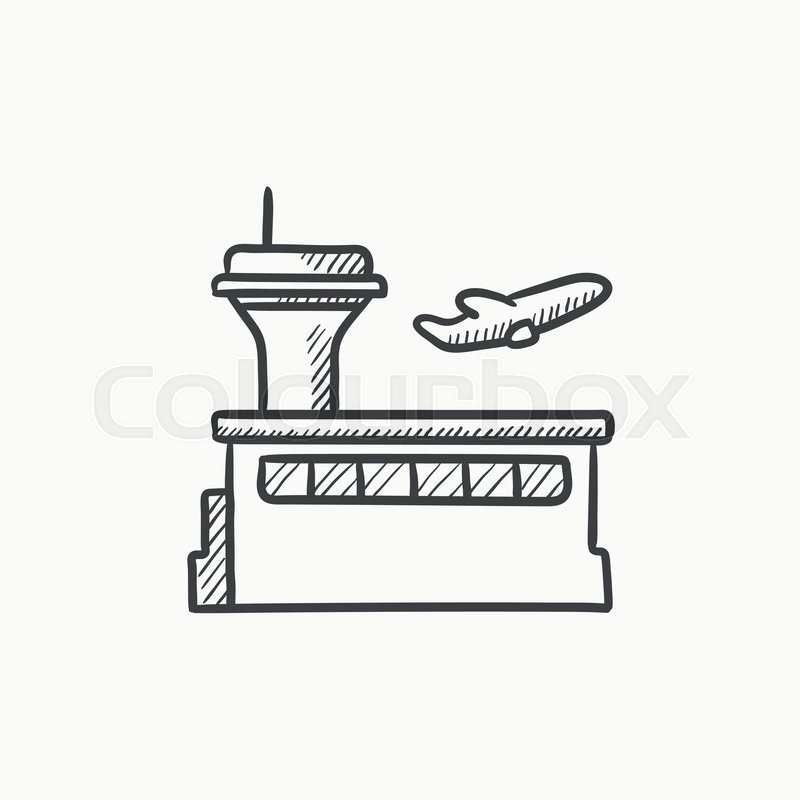 800x800 Plane Taking Off Vector Sketch Icon Isolated On Background. Hand - Sketch Plane