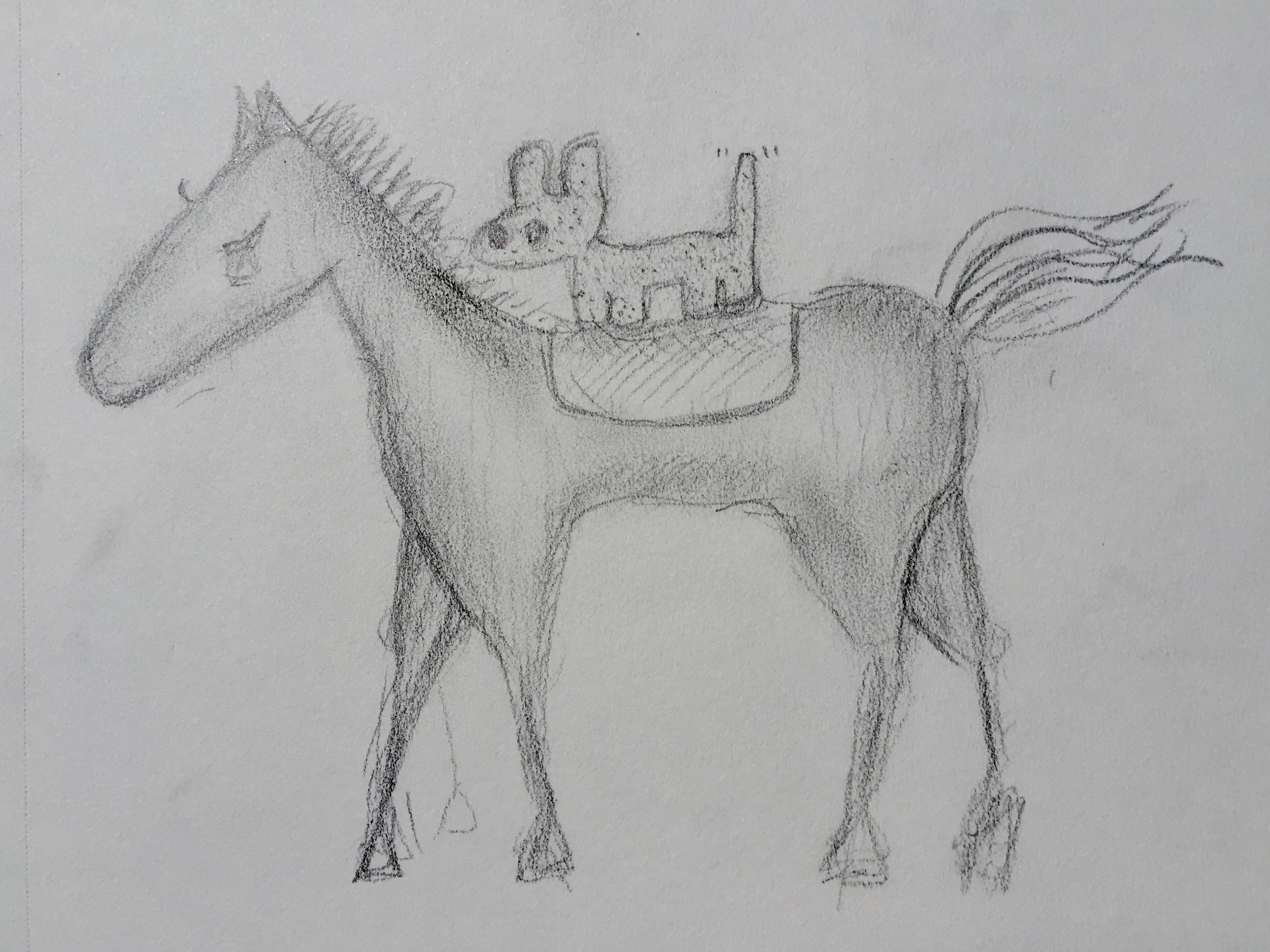 3153x2364 Puppy Rides Pony My Kawaii Quarter - Sketch Pony