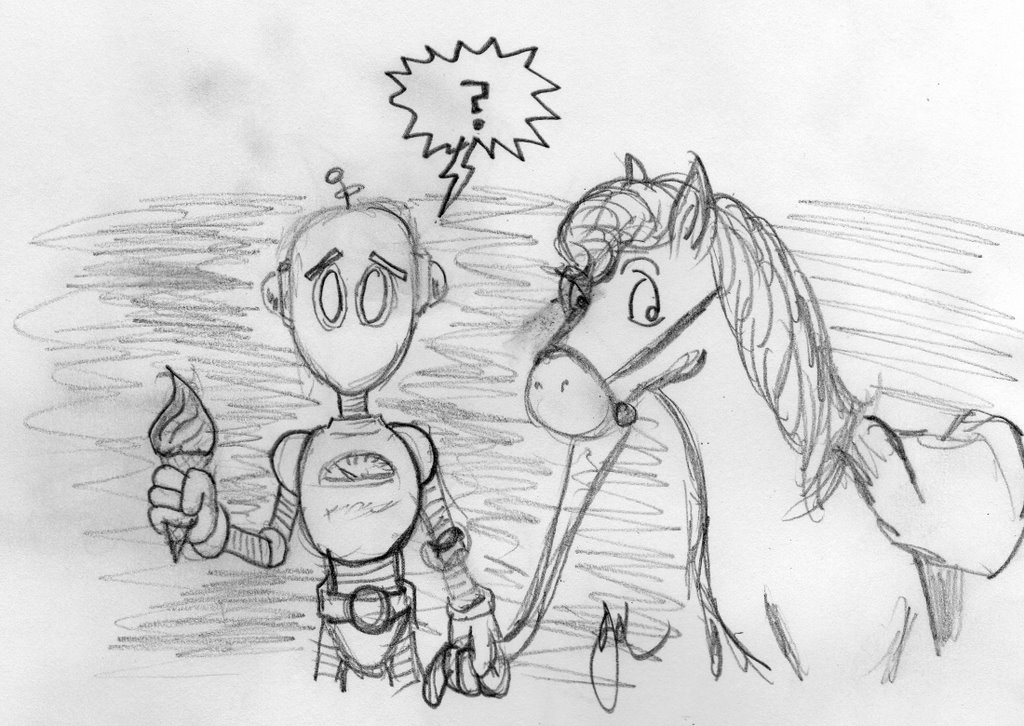 1024x726 Sketch It My Robot Got An Ice Cream And A Pony - Sketch Pony