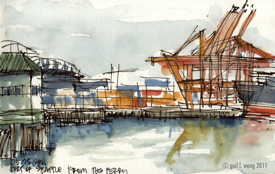 1050x663 Urban Sketchers Seattle Quick Sketches On The Way To Bainbridge - Sketch Port