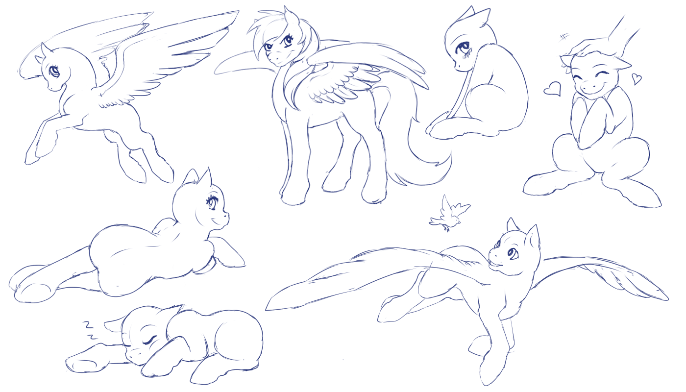 1400x800 Pony Poses Sketch Sheet - Sketch Poses