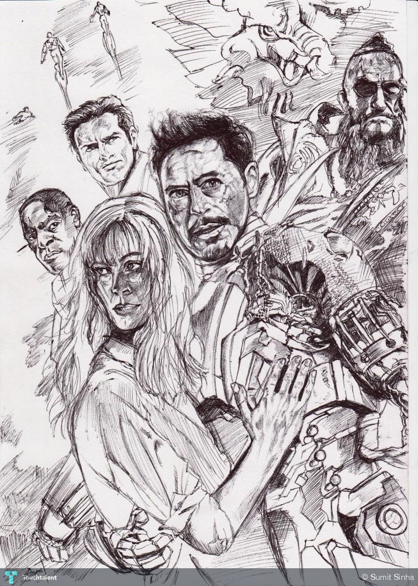 825x1155 Iron Man 3 Poster Sketch Touchtalent - Sketch Poster