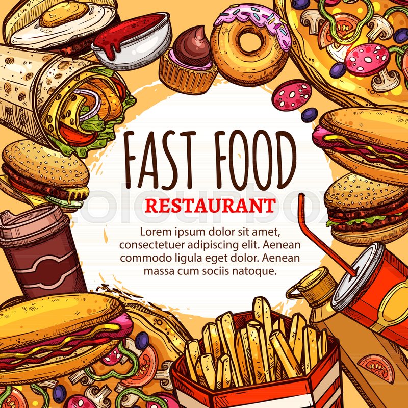800x800 Fast Food Restaurant Sketch Poster Or Menu Template Design For - Sketch Poster