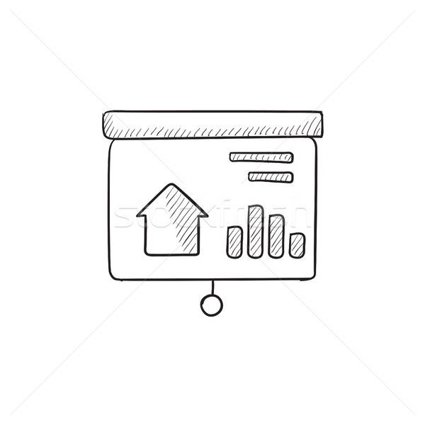 600x600 Presentation On Projector Screen Sketch Icon. Vector Illustration - Sketch Presentation