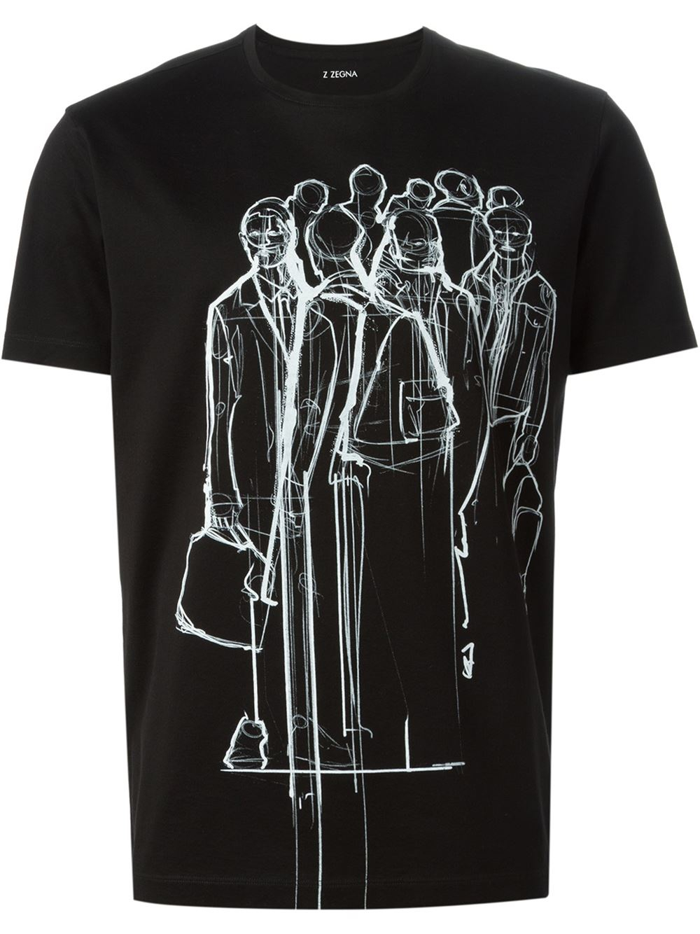 1000x1334 Z Zegna Sketch Print T Shirt In Black For Men - Sketch Print